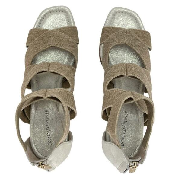 Donald J Pliner LELLE-A Wedge Sandals Strappy Stretch Tan Size 8.5 - Picture 5 of 10